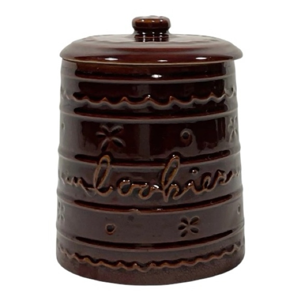 ✨Vintage 1950’s Marcrest Daisy & Dot Stoneware Cookie Jar & Lid✨